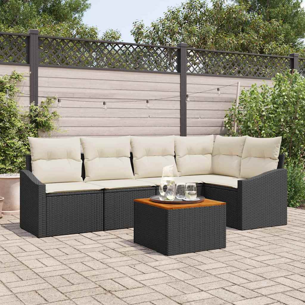 Garten-Sofa-Set 6 pcs Schwarz und Weiß