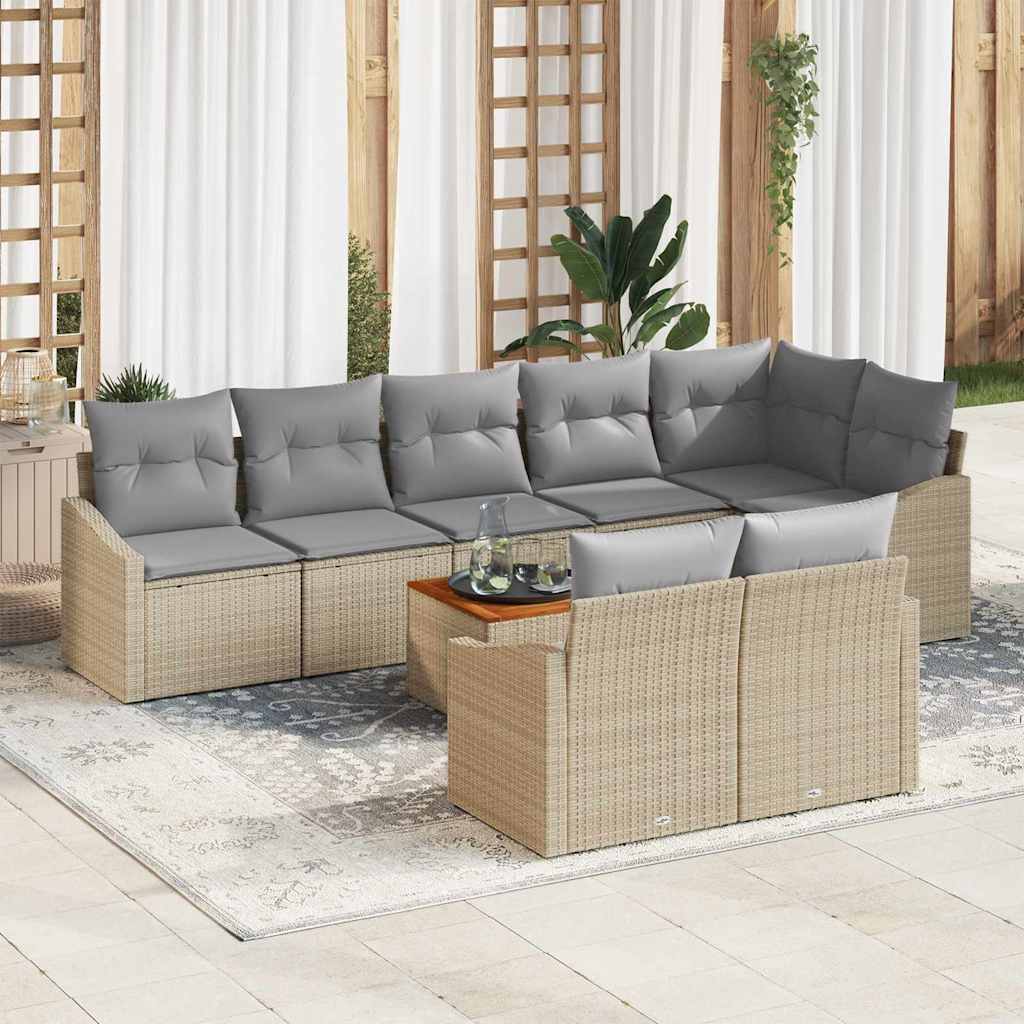 Gartensofa-set mit Speicher 9 pcs Schwarz und Creme Poly-Rattan