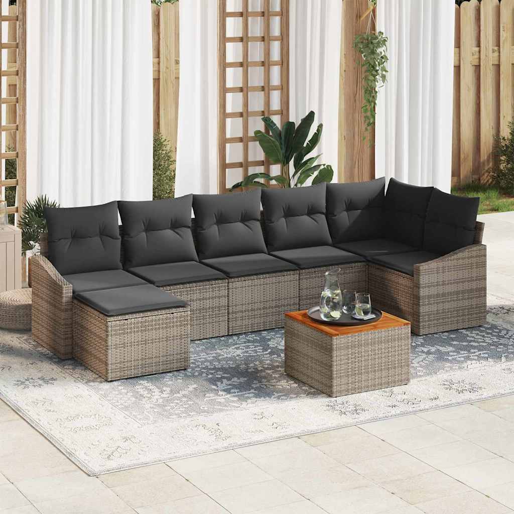 Garten-Sofa-Set 8 pcs Schwarz und Weiß
