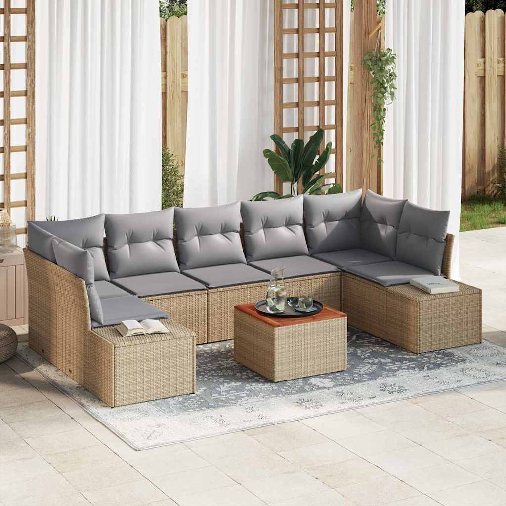Garten-Sofa-Set 8 pcs Schwarz und Weiß