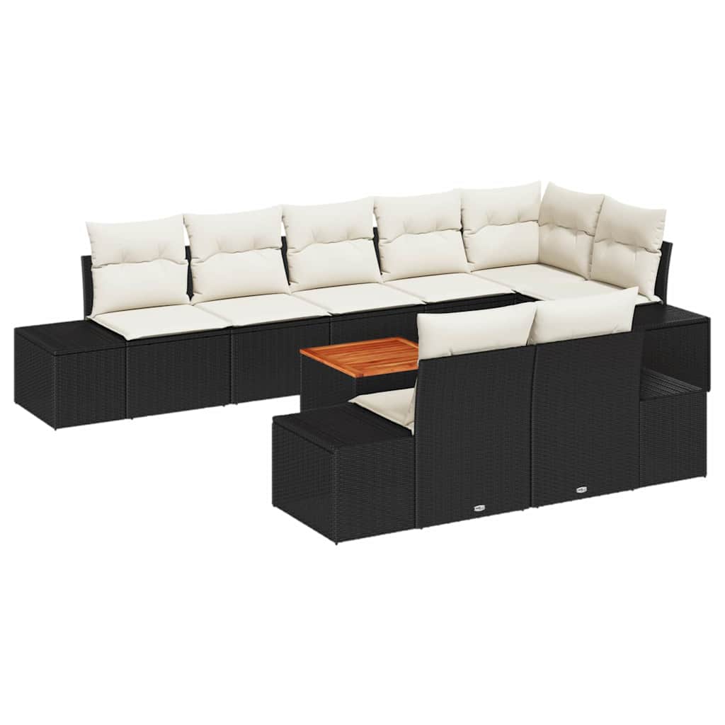 Garten-Sofa-Set 9 pcs Schwarz und Weiß