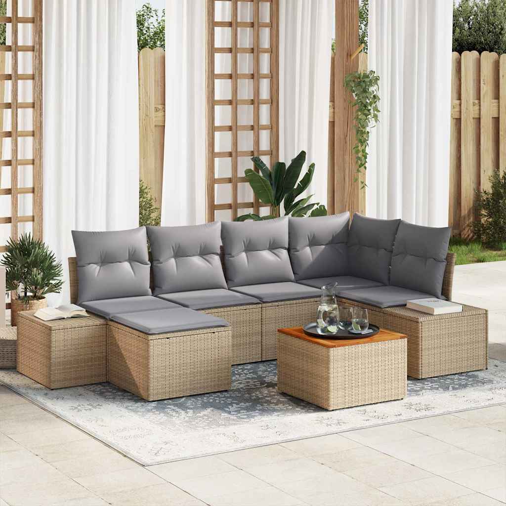Garten-Sofa-Set 7 pcs Schwarz und Weiß