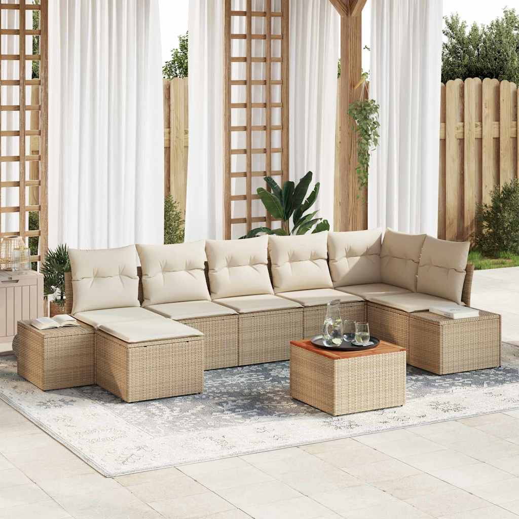 Garten-Sofa-Set 8 pcs Schwarz und Weiß