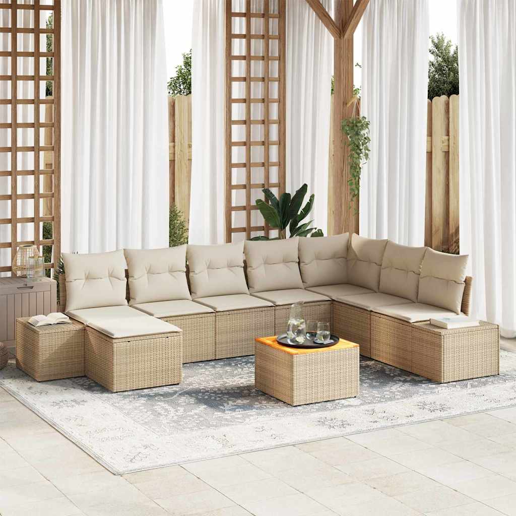 Garten-Sofa-Set 9 pcs Schwarz und Weiß