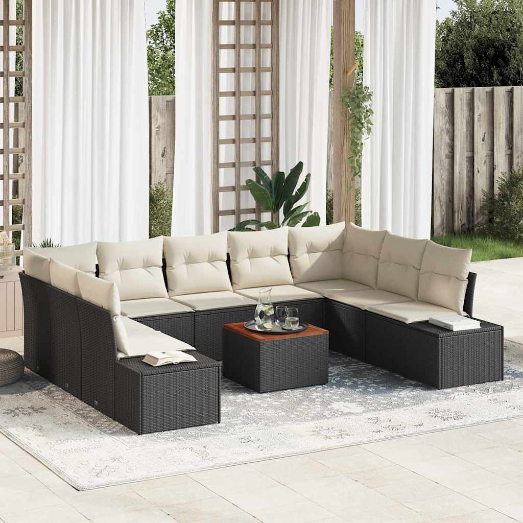 Garten-Sofa-Set 10 pcs Schwarz und Weiß