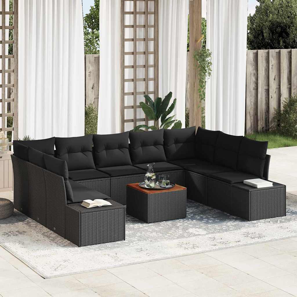 Garten-Sofa-Set 10 pcs Schwarz und Weiß