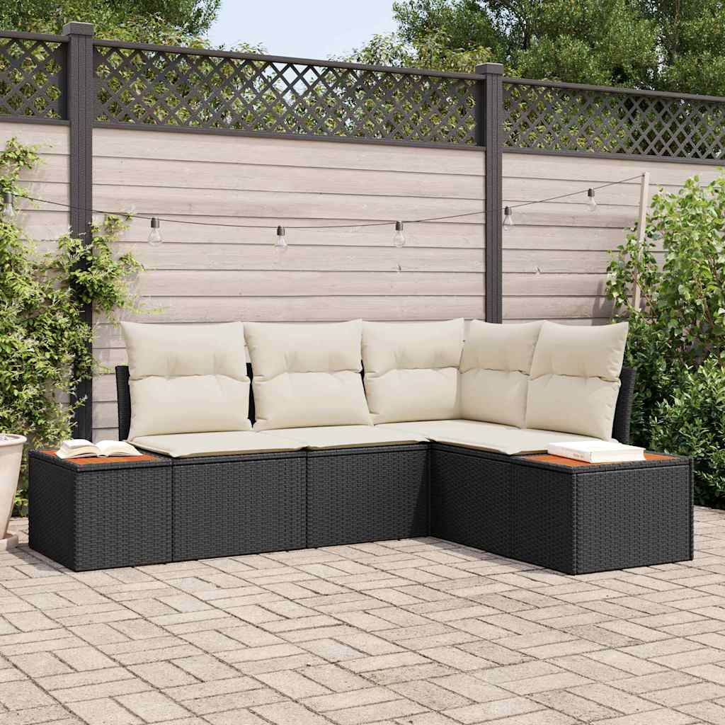 vidaXL Gartensofa-set mit Kissen 4 pcs Schwarz und Creme Polyrattan