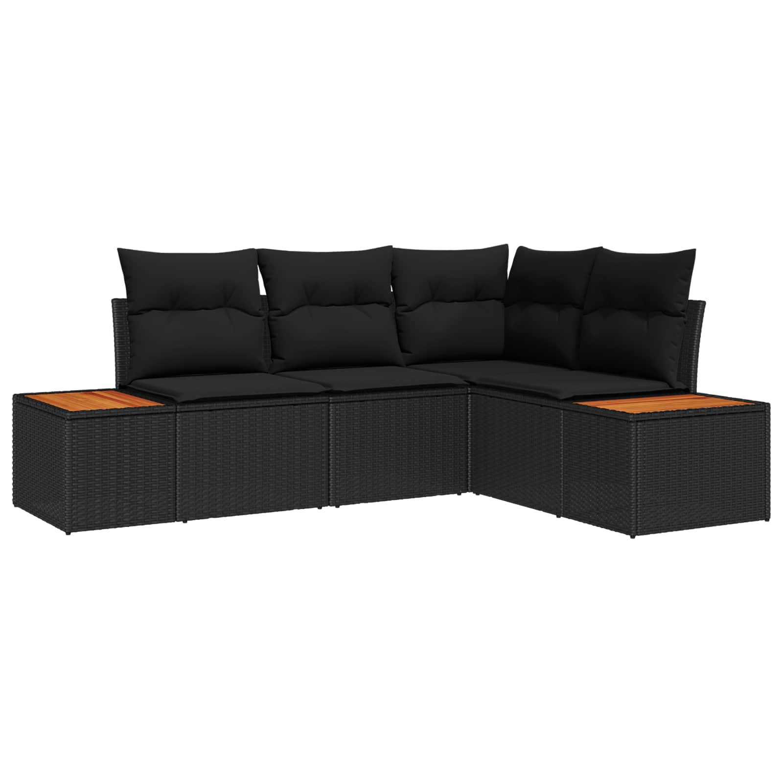 Gartensofa-set mit Kissen 4 pcs Schwarz und Creme Polyrattan