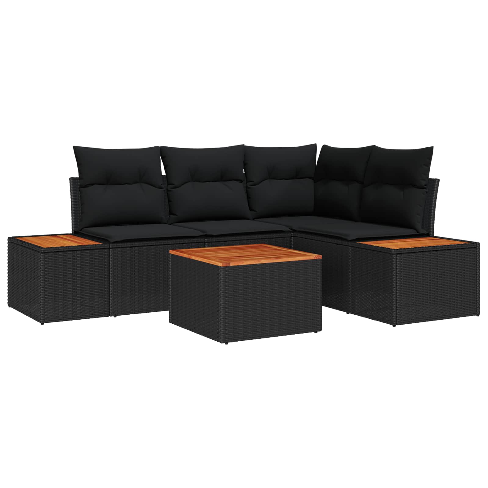 Gartensofa-set mit Kissen 4 pcs Schwarz und Creme Polyrattan