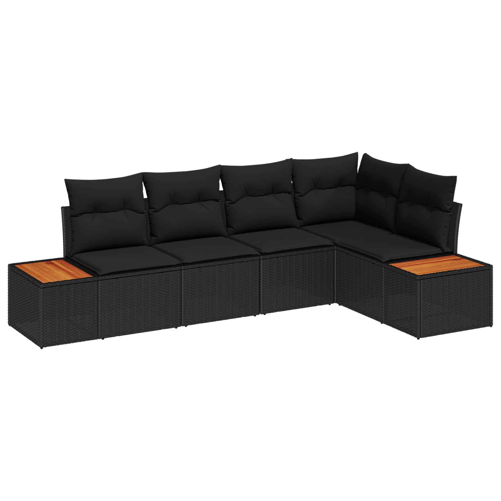 vidaXL Garten-Sofa-Set mit Kissen 5 pcs Schwarz und Creme Poly Rattan