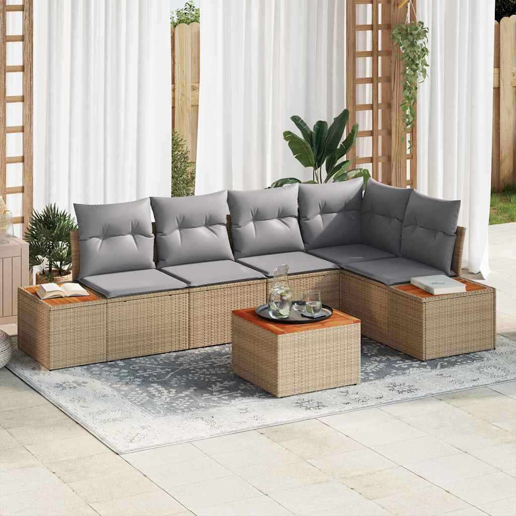 vidaXL Garten-Sofa-Set mit Kissen 5 pcs Schwarz und Creme Poly Rattan