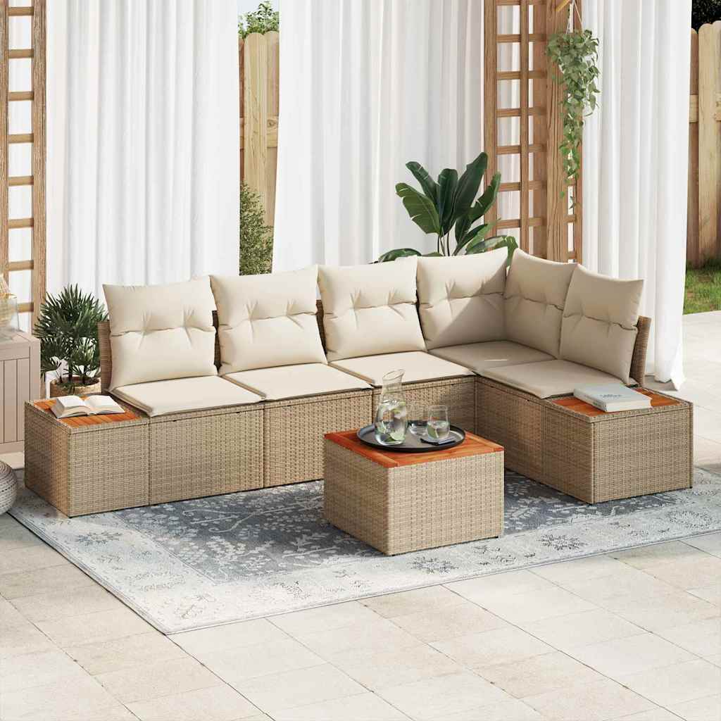 vidaXL Garten-Sofa-Set mit Kissen 5 pcs Schwarz und Creme Poly Rattan