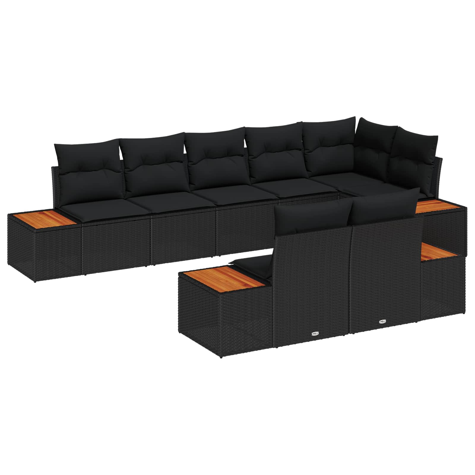 vidaXL Garten-Sofa-Set mit Kissen 8 pcs Schwarz und Creme Poly Rattan