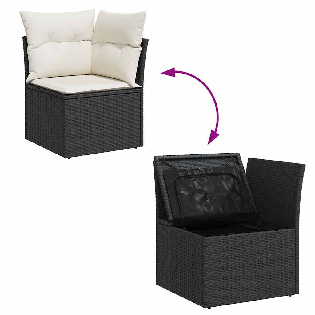 vidaXL Gartensofa-set mit Kissen 6 pcs Schwarz und Creme Poly Rattan