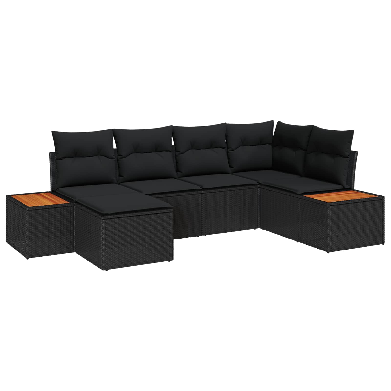 vidaXL Gartensofa-set mit Kissen 6 pcs Schwarz und Creme Poly Rattan