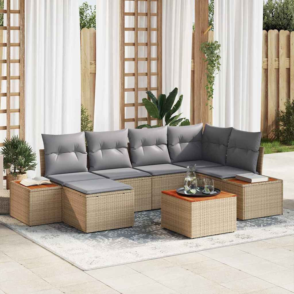 vidaXL Gartensofa-set mit Kissen 6 pcs Schwarz und Creme Poly Rattan