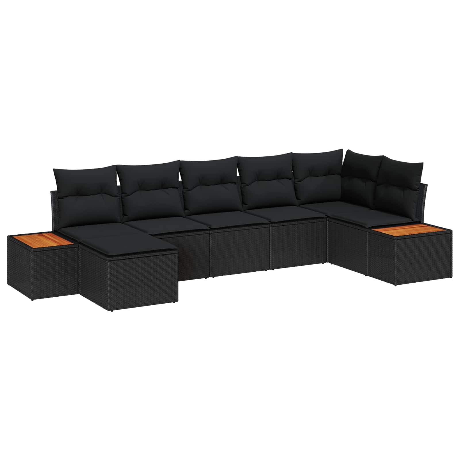Gartensofa-set mit Kissen 7 pcs Schwarz und Creme Poly Rattan