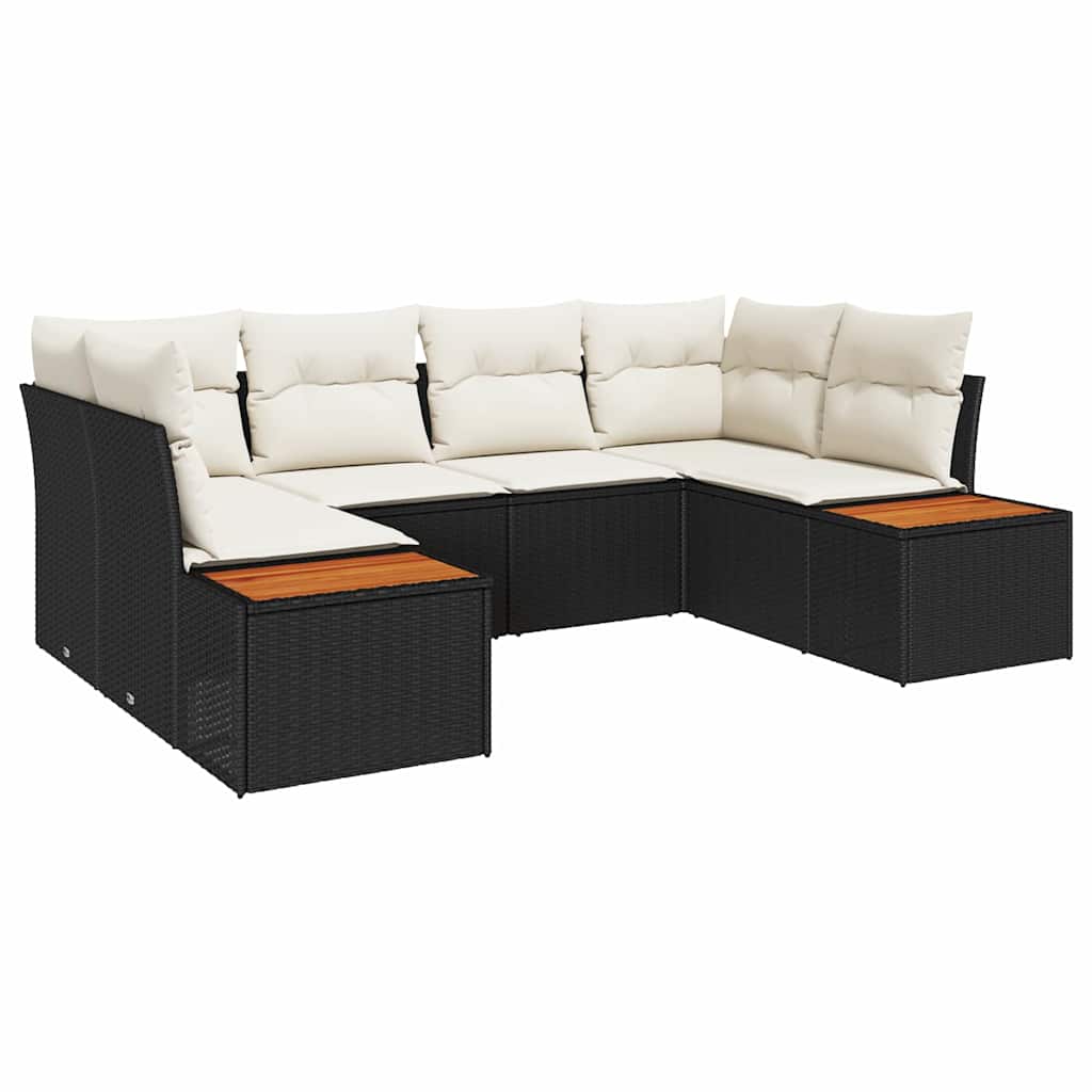 vidaXL Gartensofa-set mit Kissen 6 pcs Schwarz und Creme Polyrattan