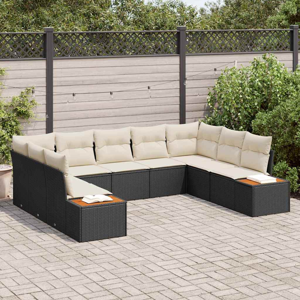 vidaXL Garten-Sofa-Set mit Kissen 5 pcs Schwarz und Creme Poly Rattan