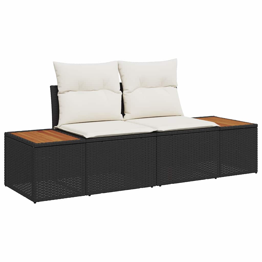 vidaXL Garten-Sofa-Set mit Kissen 5 pcs Schwarz und Creme Poly Rattan