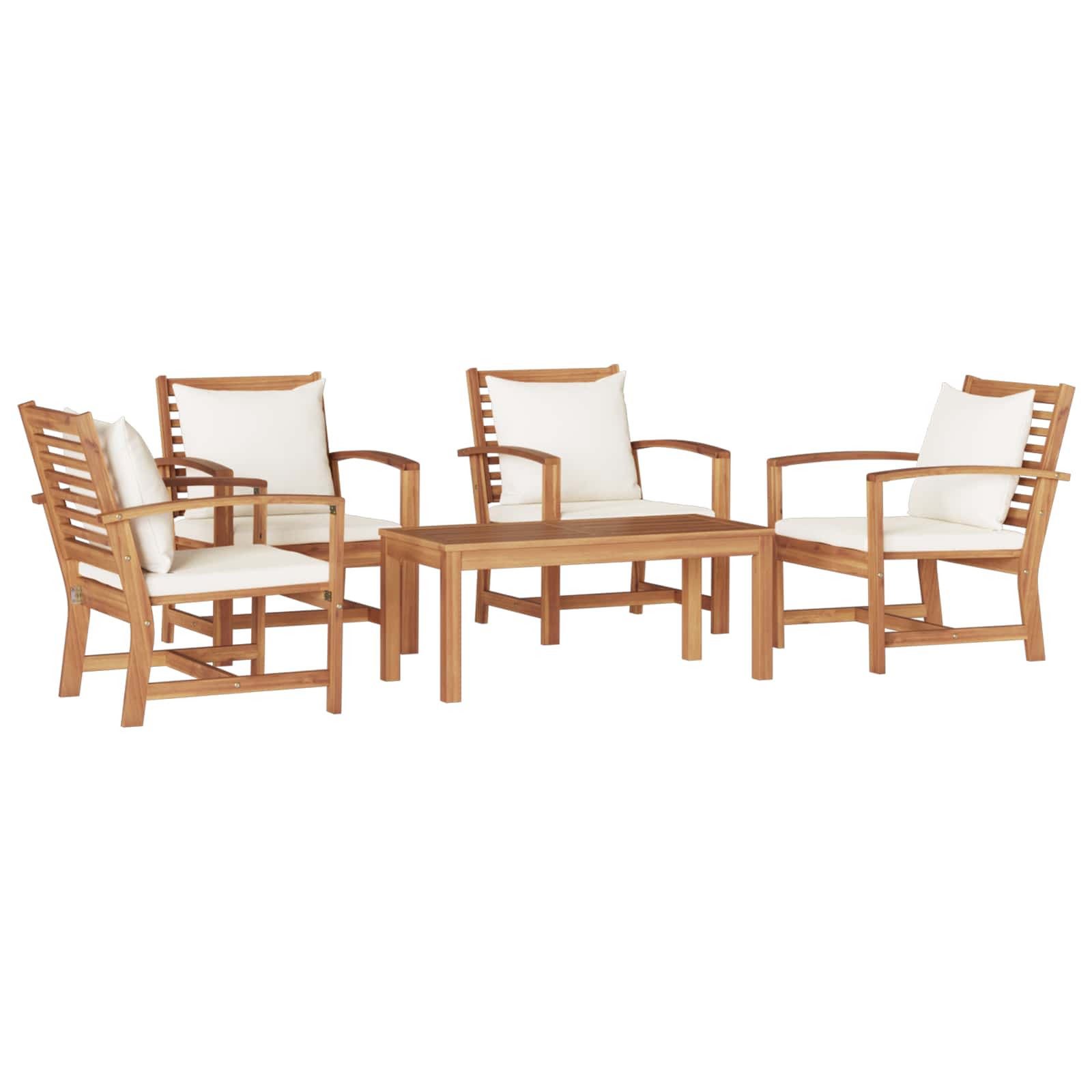 Gartensofa-set 4 pcs Natur Massivholz Teak