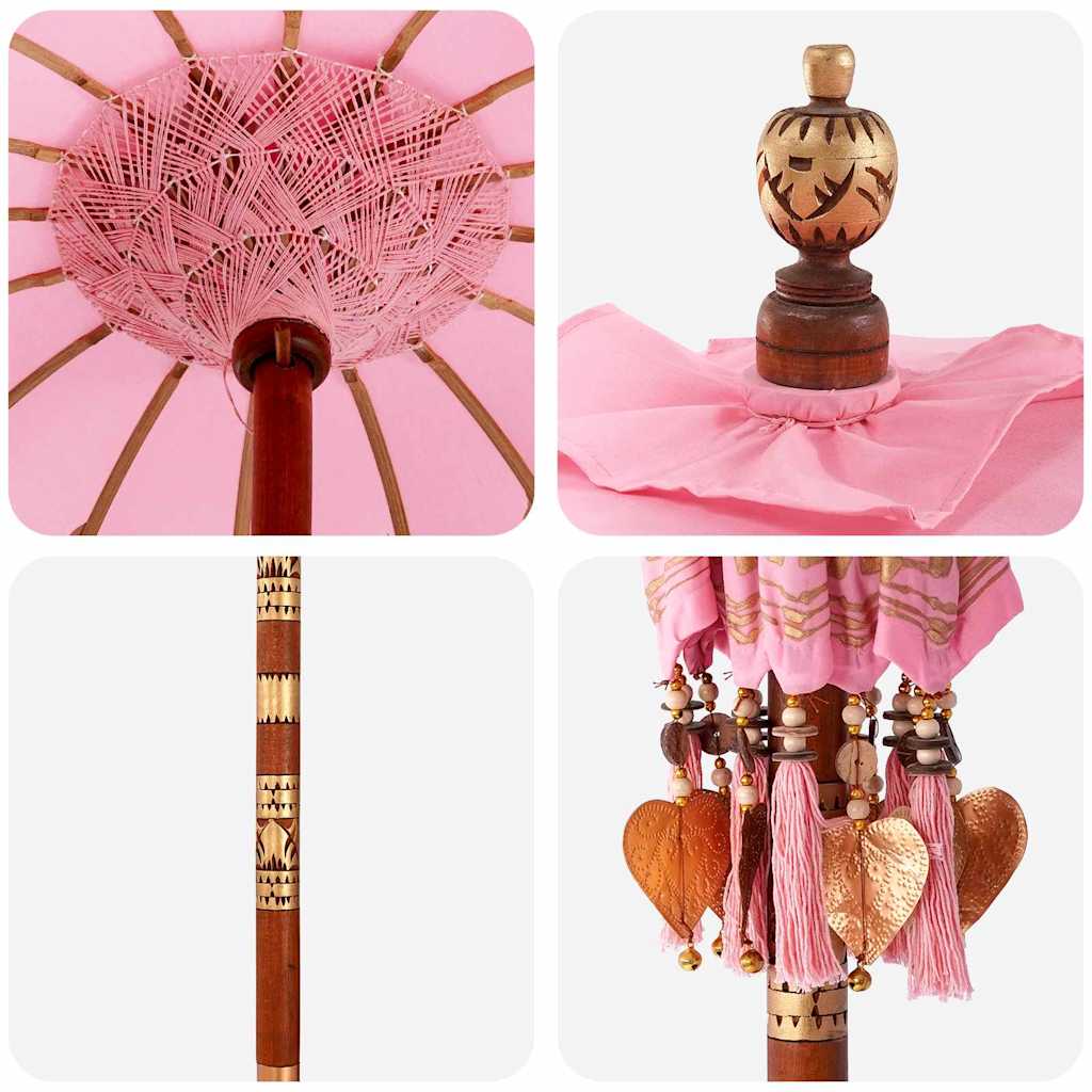 vidaXL Sonnenschirm mit Fuß Rosa 95 x 95 x 260 cm Baumwolle und Holz