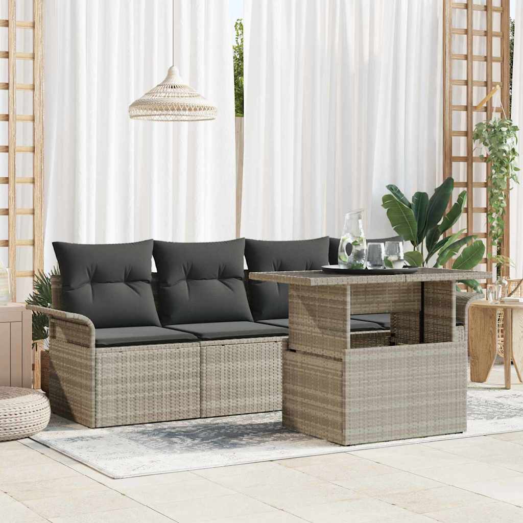 Gartensofa-set mit Kissen 5 pcs Schwarz Poly Rattan