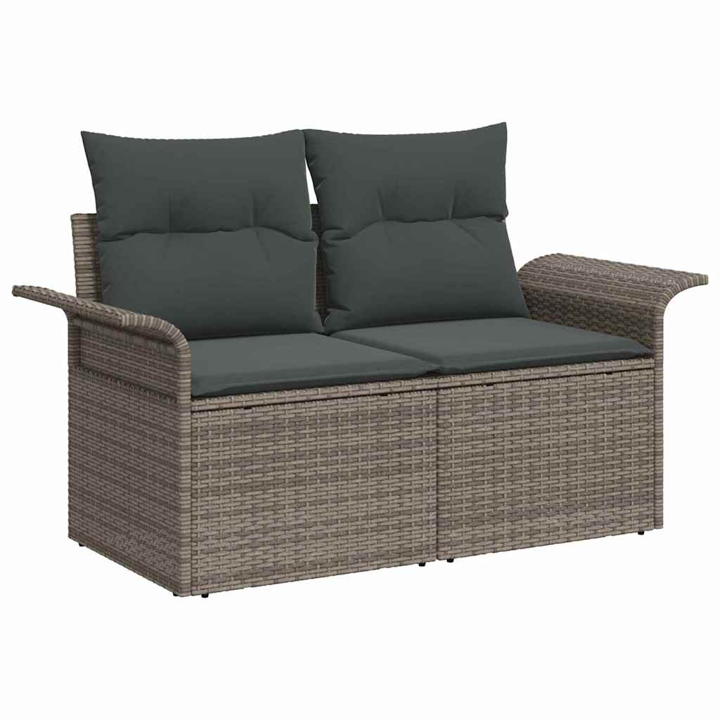 Garten-Sofa-Set mit Kissen 6 pcs Schwarz Poly Rattan
