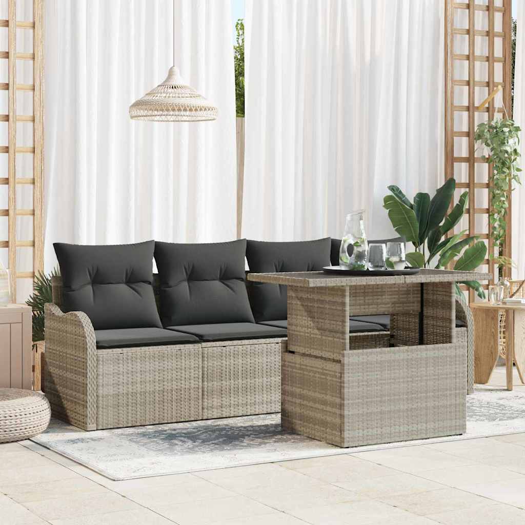 Gartensofa-set mit Kissen mit Kissen 5 pcs Schwarz Poly Rattan