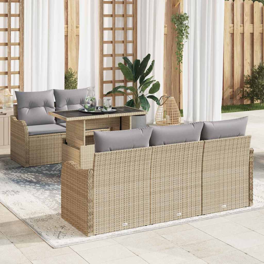 Gartensofa-set mit Kissen mit Kissen 6 pcs Schwarz Poly Rattan