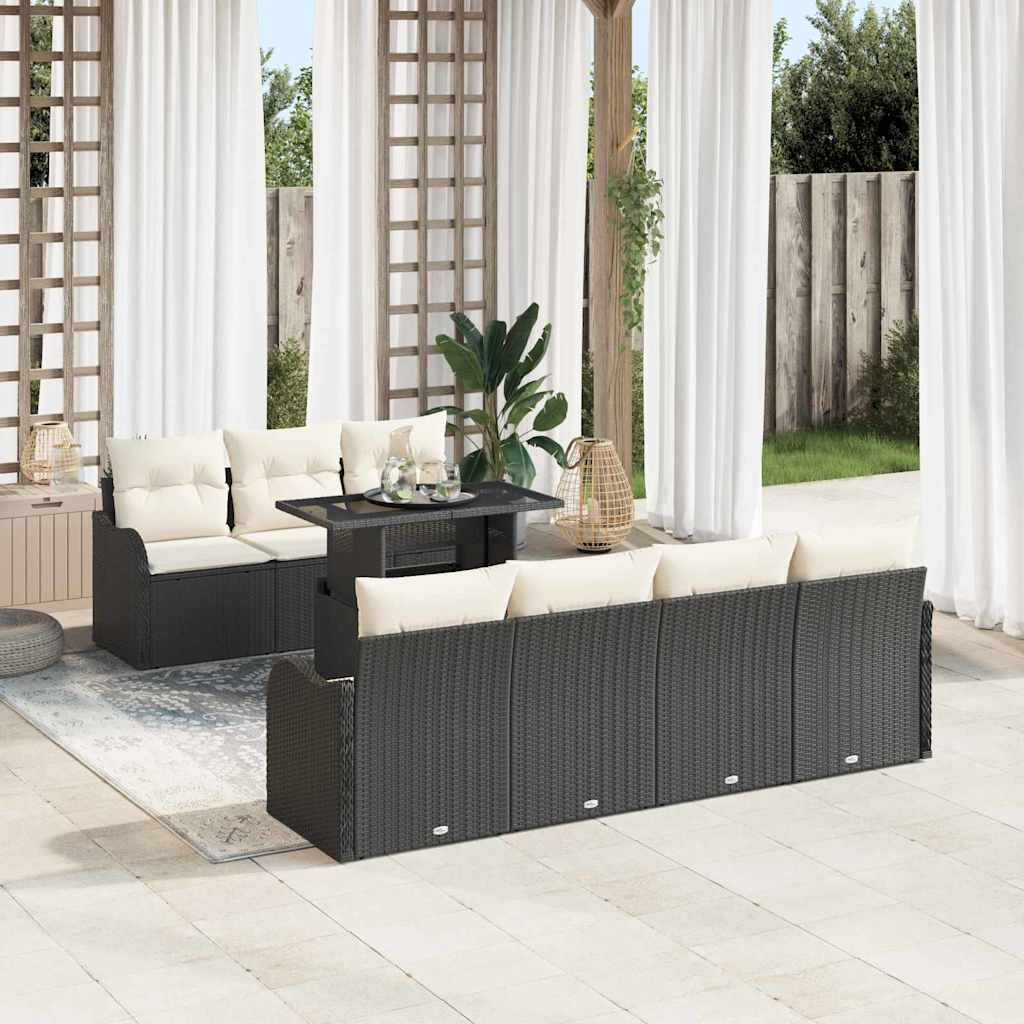 vidaXL Gartensofa-set mit Kissen mit Kissen 8 pcs Schwarz Poly Rattan