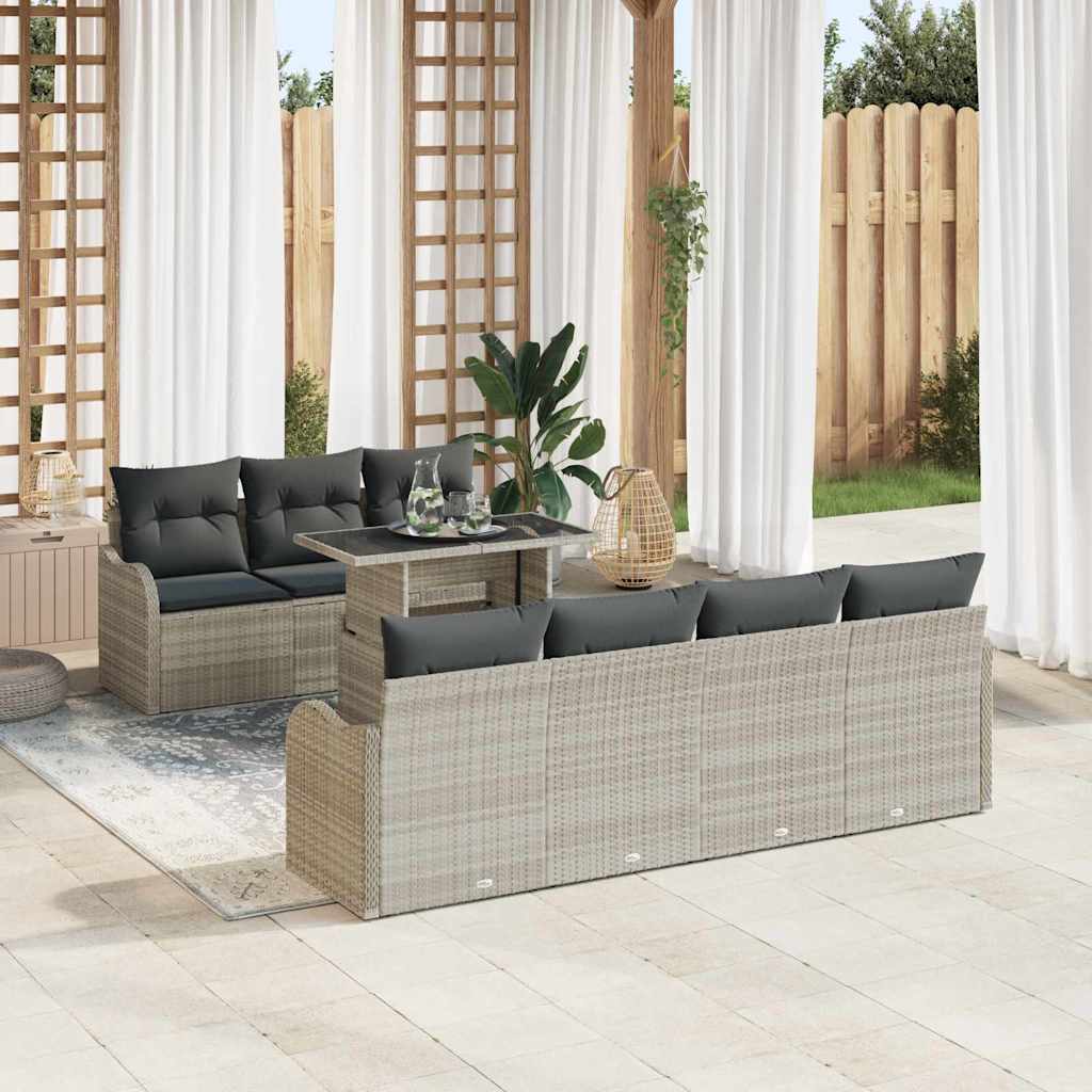 Gartensofa-set mit Kissen mit Kissen 8 pcs Schwarz Poly Rattan