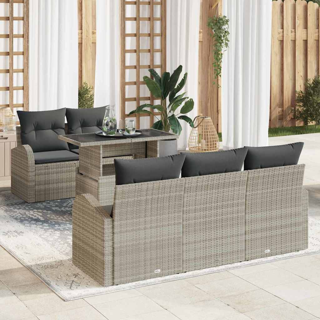 Gartensofa-set mit Kissen mit Kissen 6 pcs Schwarz Poly Rattan