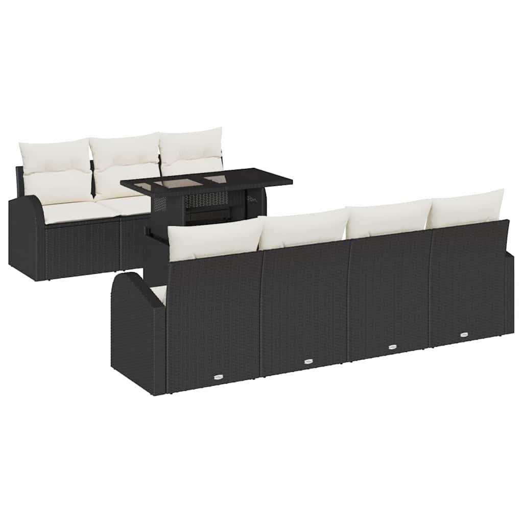 vidaXL Gartensofa-set mit Kissen mit Kissen 8 pcs Schwarz Poly Rattan