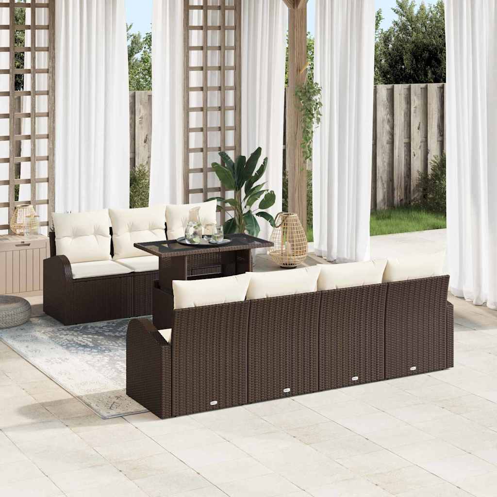 Gartensofa-set mit Kissen mit Kissen 8 pcs Schwarz Poly Rattan