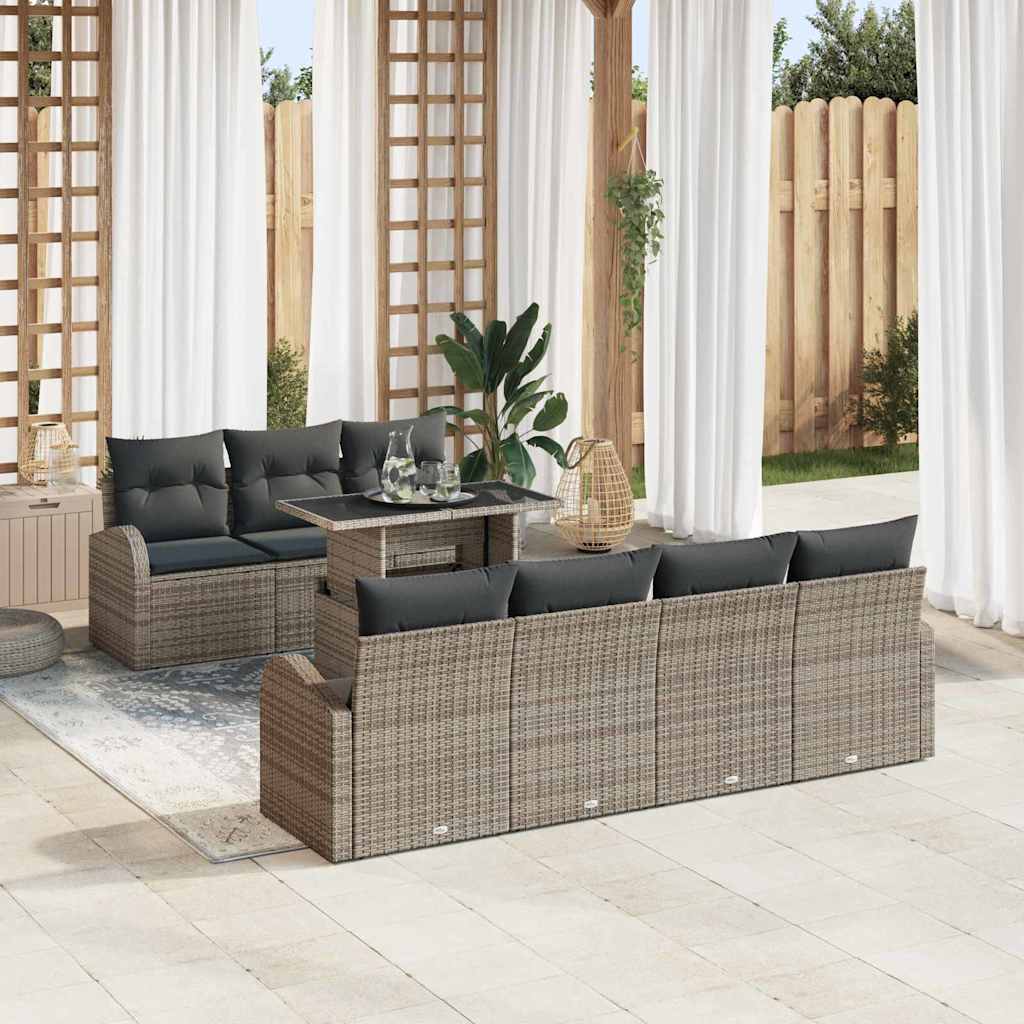 Gartensofa-set mit Kissen mit Kissen 8 pcs Schwarz Poly Rattan
