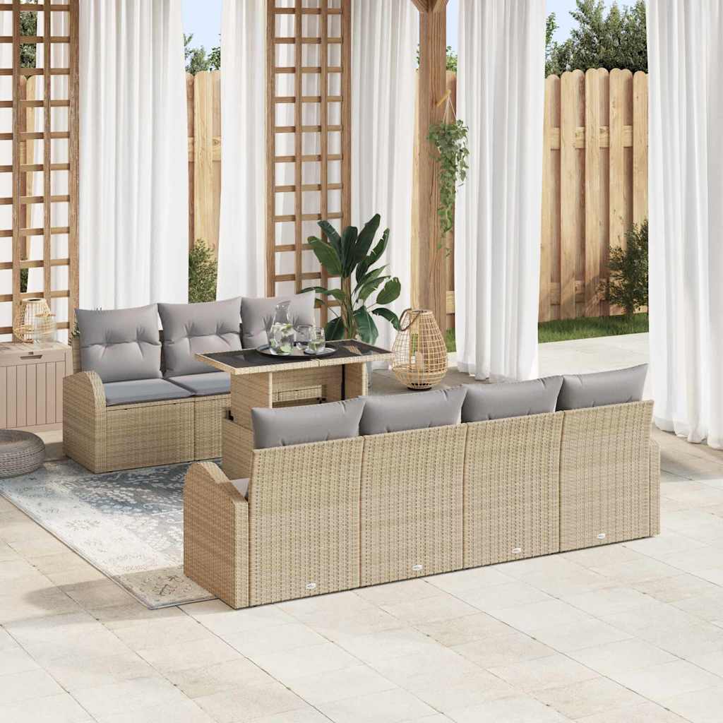 Gartensofa-set mit Kissen mit Kissen 8 pcs Schwarz Poly Rattan