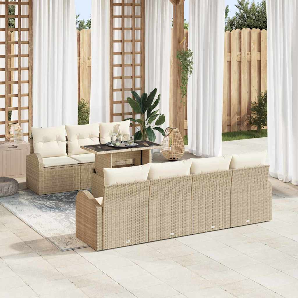 Gartensofa-set mit Kissen mit Kissen 8 pcs Schwarz Poly Rattan