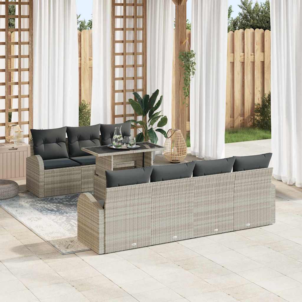 Gartensofa-set mit Kissen mit Kissen 8 pcs Schwarz Poly Rattan