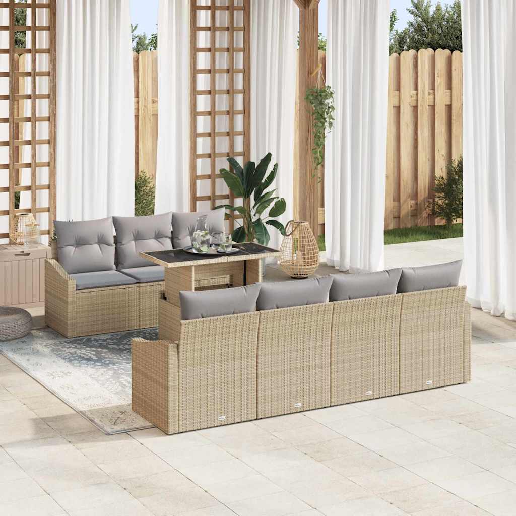 Garten-Sofa-Set mit Kissen 8 pcs Schwarz Poly-Rattan