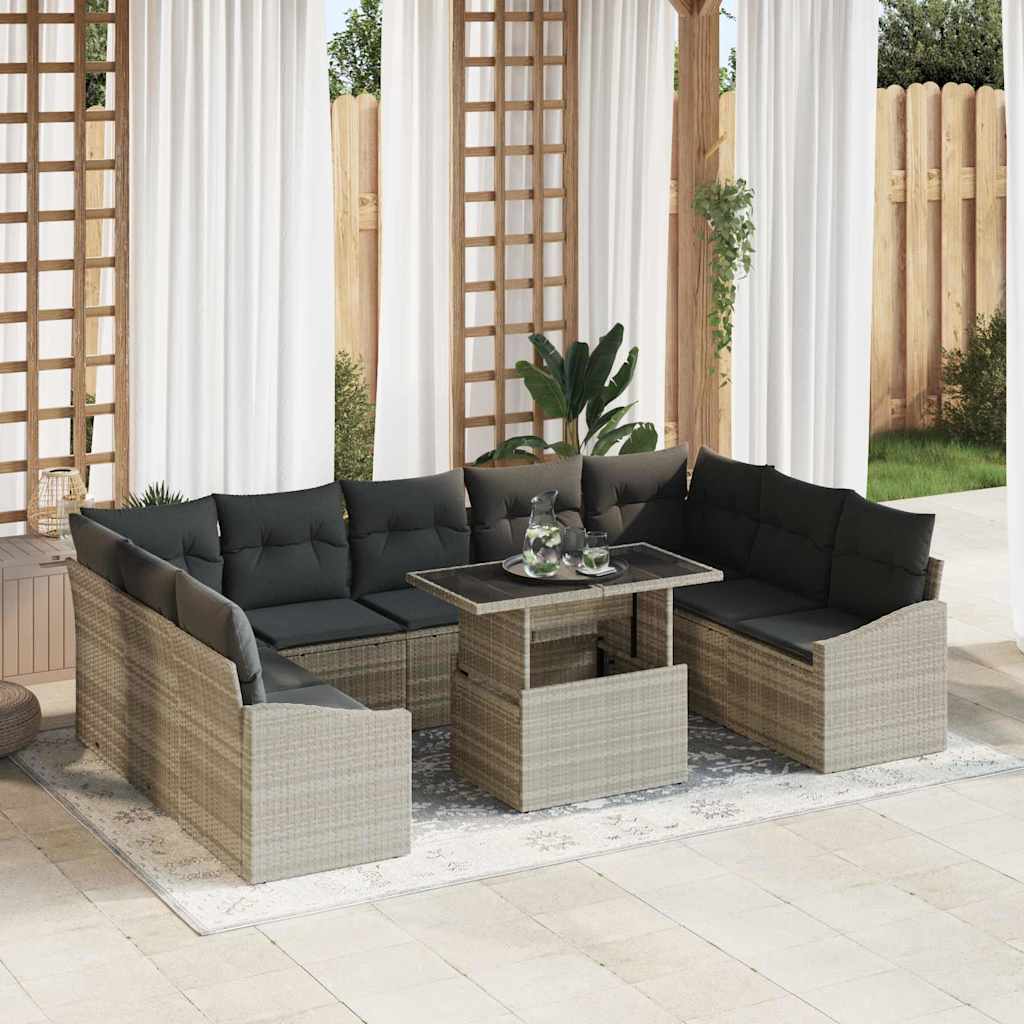 Garten-Sofa-Set mit Kissen mit Kissen 10 pcs Schwarz und Creme