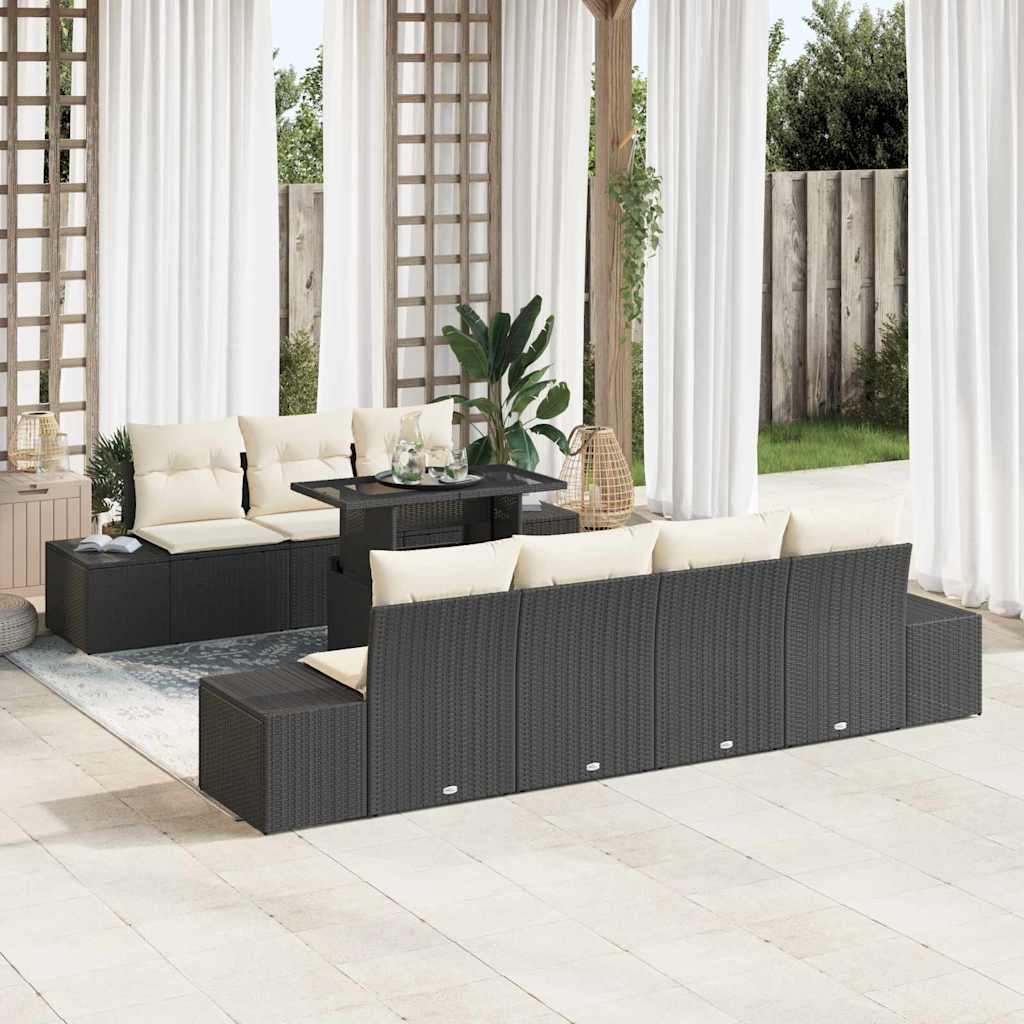 vidaXL Gartensofa-set mit Kissen 8 pcs Schwarz und Creme