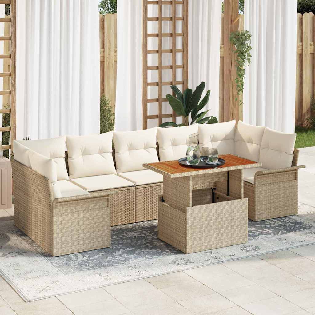 Garten-Sofa-Set mit Speicher 8 pcs Schwarz Poly Rattan