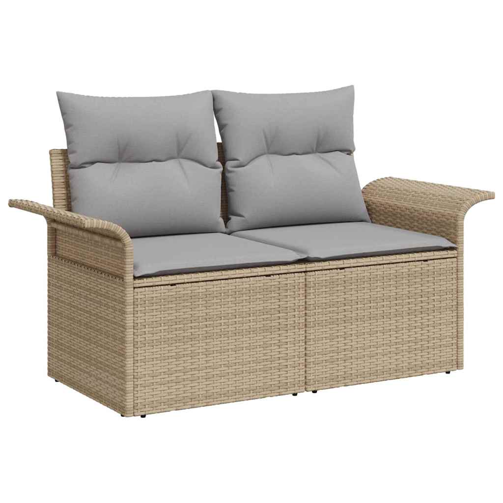 Garten-Sofa-Set mit Speicher 6 pcs Schwarz Poly Rattan