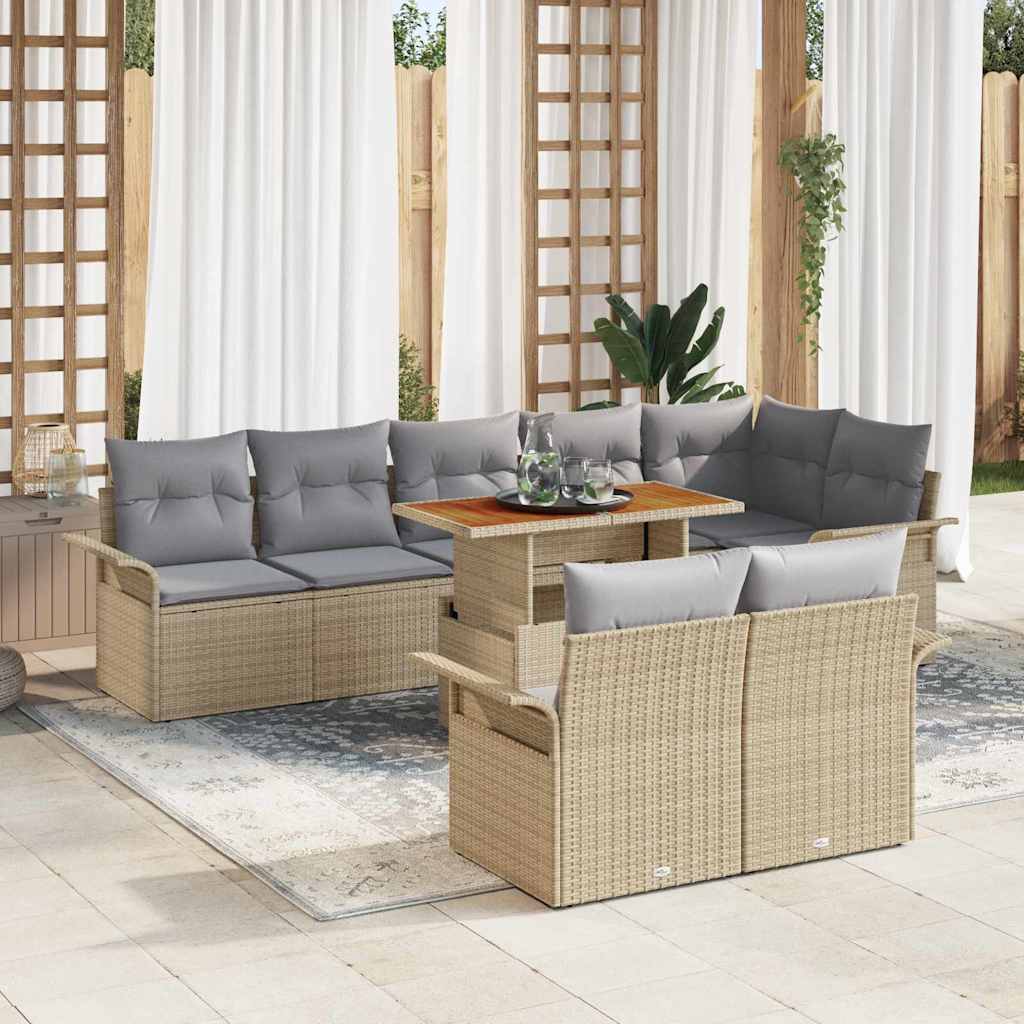 Garten-Sofa-Set mit Speicher 9 pcs Schwarz Poly Rattan