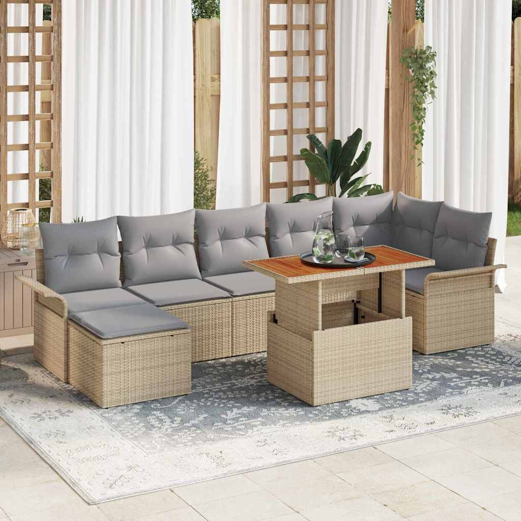 Garten-Sofa-Set mit Speicher 8 pcs Schwarz Poly Rattan