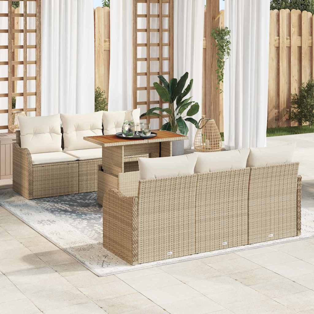 Garten-Sofa-Set mit Speicher 7 pcs Schwarz Poly Rattan