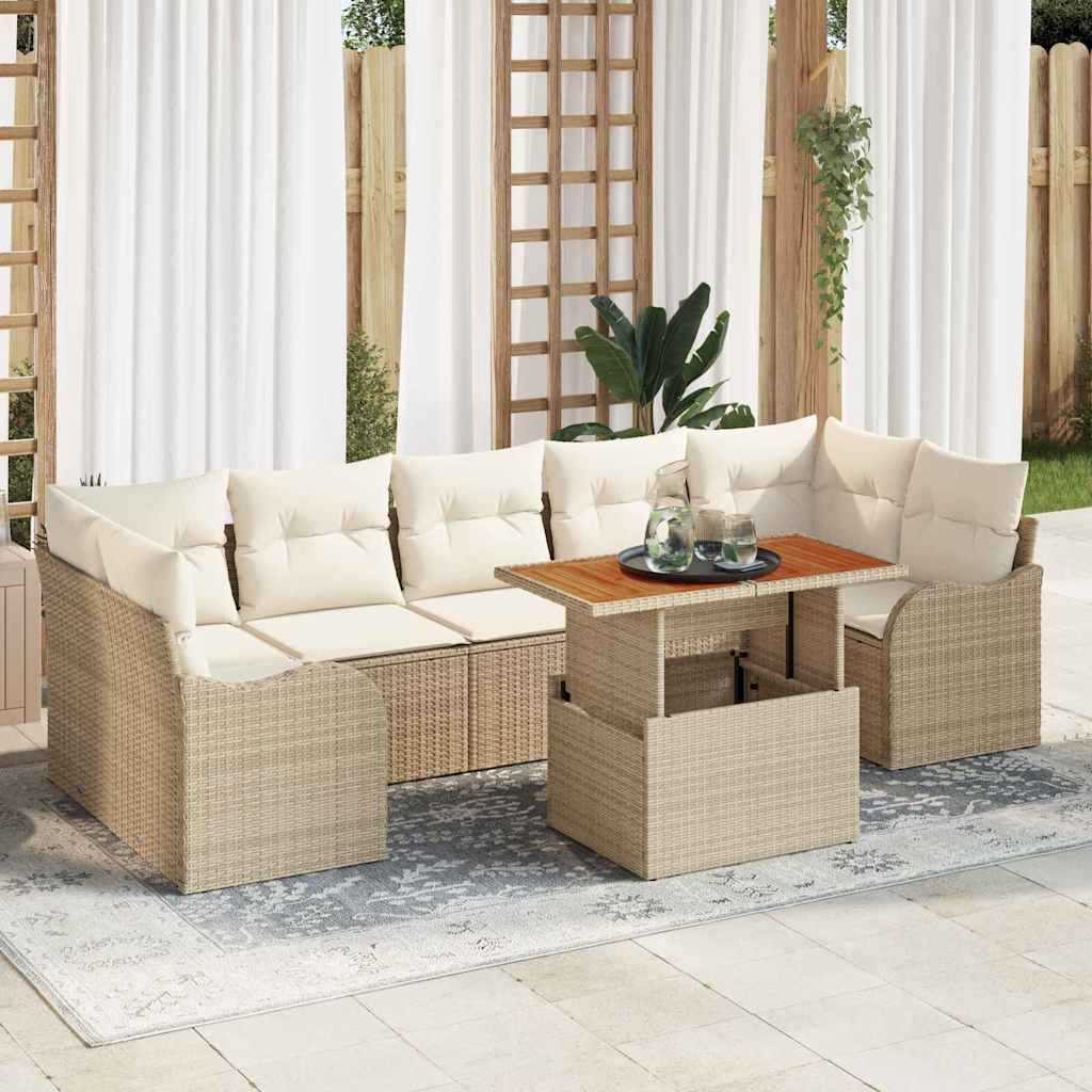 Garten-Sofa-Set mit Speicher 8 pcs Schwarz Poly Rattan