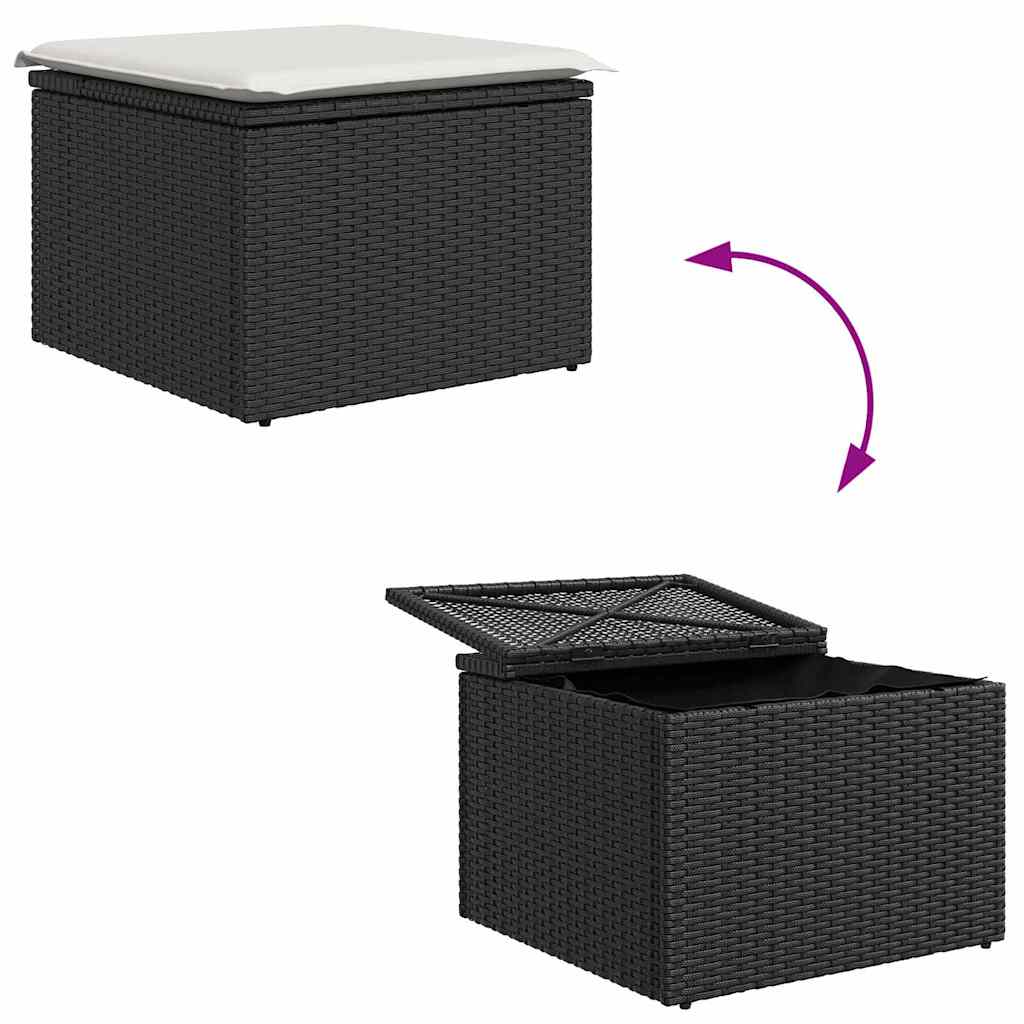 Garten-Sofa-Set mit Speicher 8 pcs Schwarz Poly Rattan