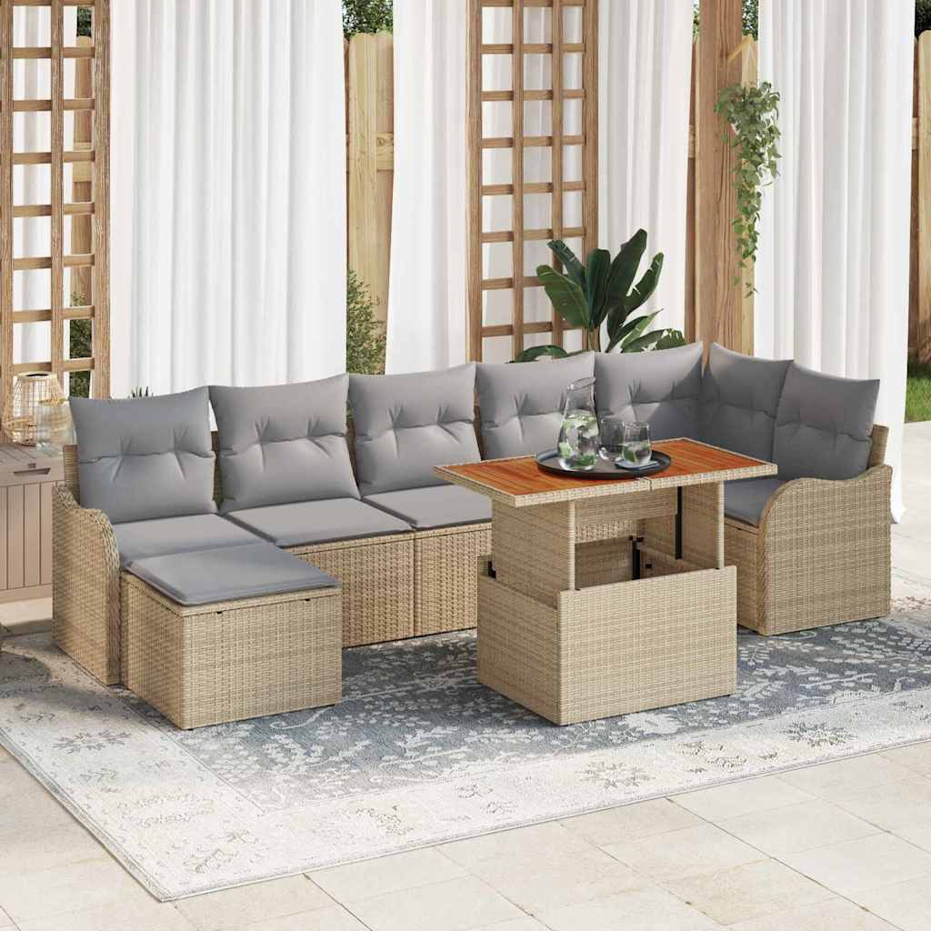 Garten-Sofa-Set mit Speicher 8 pcs Schwarz Poly Rattan